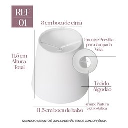 Cúpula para Abajur Luminária Pequena Tecido Algodão Cor Branco - 2