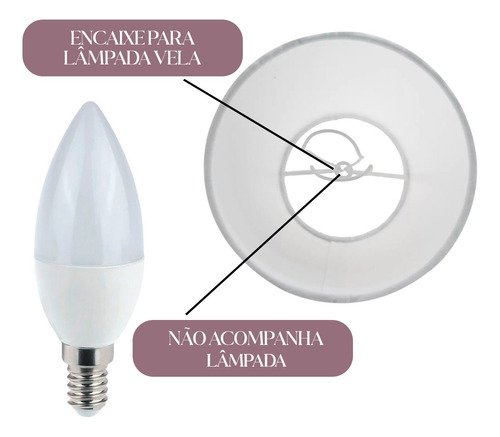 Cúpula para Abajur Luminária Pequena Tecido Algodão Cor Branco - 3