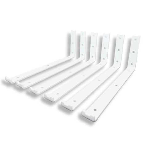 6 Suportes Formato L 30cm Mão Francesa para Prateleira de Parede Estilo Moderno Branco