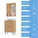 Ver imagem 5 de Armário Conjunto de Banheiro com Gabinete, Cuba e Espelheira 60cm Madri Marrom/Carvalho Nature