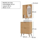 Ver imagem 3 de Armário Conjunto de Banheiro com Gabinete, Cuba e Espelheira 60cm Madri Marrom/Carvalho Nature