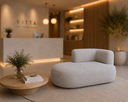 Ver imagem 1 de Sofá Puf Orgânico 140 cm 2 Lugares Consultório Recepção Sala:Cinza/Bouclé Lado Esquerdo