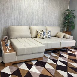 Sofá Rovere Retrátil 2 Módulos com Chaise Longue Direita* D'confort Design Suede Rose - 4