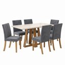Ver imagem 3 de Conjunto Sala de Jantar Mesa Lisa 160cm Tampo de Vidro Canto Reto 6 Cadeiras Lily