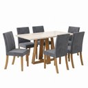 Ver imagem 3 de Conjunto Sala de Jantar Mesa Lisa 160cm Tampo de Vidro Canto Reto 6 Cadeiras Lily
