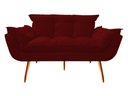 Ver imagem 2 de Kit Namoradeira + 2 Poltronas + 1 Puff Decorativo Opala Suede Marsala Pés Madeira Mz Decor