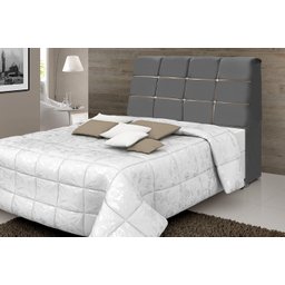 cabeceira box diamante 160cm com bau detalhe estofado:Cinza - 2