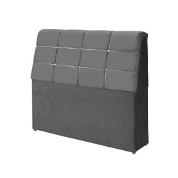 cabeceira box diamante 160cm com bau detalhe estofado:Cinza - 1