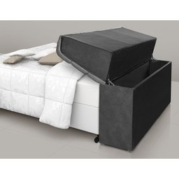cabeceira box diamante 160cm com bau detalhe estofado:Cinza - 3