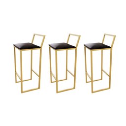 Jogo 3 Banqueta Alta Balcão Bistrô Dourada Confort Ind Preto Premium Estofado Don Castro Decor - 5