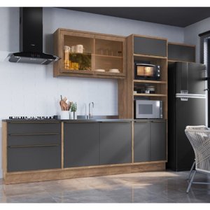 Cozinha Modulada 5 Peças 8 Portas 3 Gavetas com Divisor de Talheres 1 Nicho para Forno Viena 