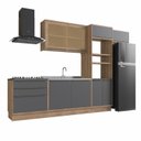 Ver imagem 3 de Cozinha Modulada Vidro Reflecta 5 Peças 2 Balcões 2 Armários Aéreos 1 Torre Quente em MDF Viena Cinza