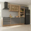 Ver imagem 1 de Cozinha Modulada Vidro Reflecta 5 Peças 2 Balcões 2 Armários Aéreos 1 Torre Quente em MDF Viena Cinza