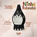 Ver imagem 3 de Ninho em Aço e Corda Náutica Preto Ratanabá com Base Chão e Almofada em Courino Branco