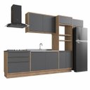 Ver imagem 3 de Cozinha Modulada 5 Peças com 2 Balcões 2 Armários Aéreos 1 Torre Quente em MDF Cinza Viena