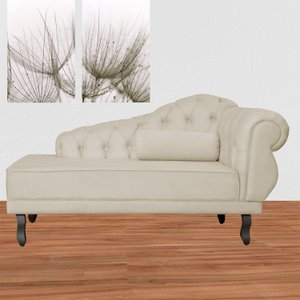 Recamier Divã Sofá Namoradeira 2 Lugares Lado Esquerdo Capitonê Suede Bege