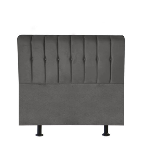 Cabeceira Estofada Kiara 90cm Solteiro Box Quarto Corino Cinza - Gat Magazine