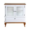 Ver imagem 2 de Cristaleira com 2 Portas 1 Gaveta e Laterais em Vidro Pés Luiz Xv 5115 Genebra - Branco/pinhão