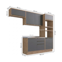 Ver imagem 4 de Cozinha Modulada 4 Peças 1 Balcão 2 Armários Aéreos e 1 Torre Quente 100% MDF Cinza Viena Louro Frei