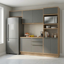 Ver imagem 1 de Cozinha Modulada 4 Peças 1 Balcão 2 Armários Aéreos e 1 Torre Quente 100% MDF Cinza Viena Louro Frei