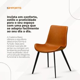 Cadeira de Jantar Basic Marrom Couro Estofada - 9