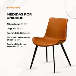 Cadeira de Jantar Basic Marrom Couro Estofada - 8