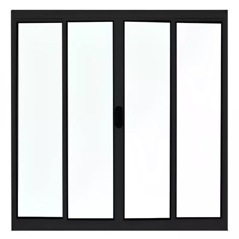 Janela de Alumínio Preto Vitro de Correr 4 Folhas sem Grade Cmc Linha Modular - 1.00 (l) X 1.20 (a)