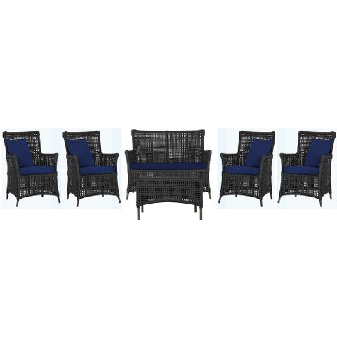 Jogo Sofá e 4 Poltronas e Mesa Igapó Alumínio Marrom Corda Náutica E10 Trama Original
