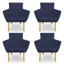 Ver imagem 1 de Kit 4 Poltronas Decorativa Leticia Suede Azul Marinho Pés Palito Castanho - Pallazio
