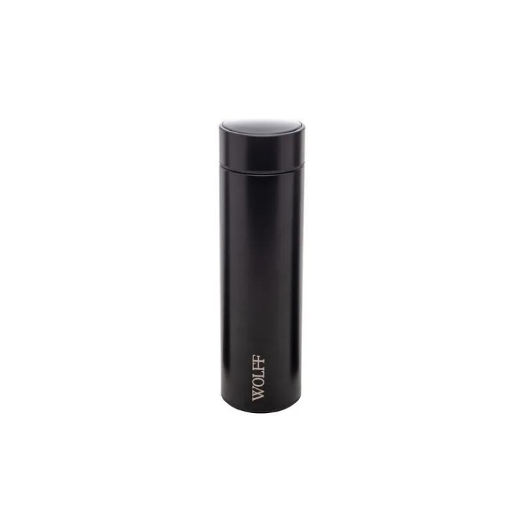 Garrafa Térmica Aço Inox C/termômetro em Led Preto 500ml Wolff Garrafa Térmica Aço Inox C/termômetro em Led Preto 500ml Wolff