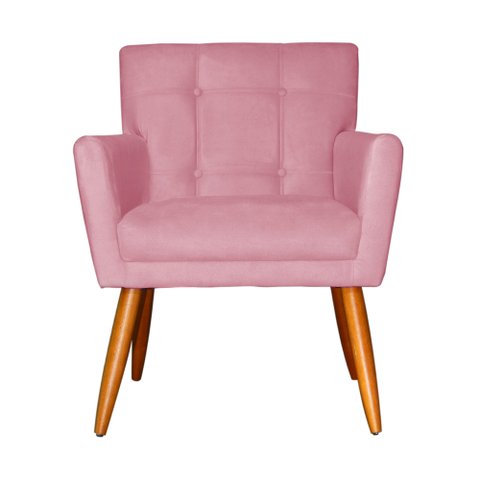 Poltrona Decorativa Onix Suede Rosa - DS Estofados - Rosa