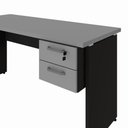 Ver imagem 4 de Mesa Escrivaninha 150cm Pés Painel com Gaveteiro Suspenso F5 Office Cor:Cinza Sagrado com Preto