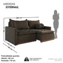 Ver imagem 3 de Sofá Cama Retrátil em Madeira Eucalipto e Veludo 220cm Flórida