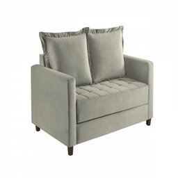 Sofa Cama Frisa Colchao Casal Pes de Madeira Talento Móveis - 2