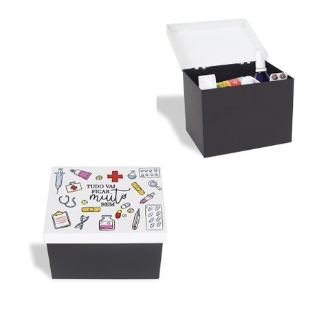 CAIXA MEDICAMENTOS PRIMEIROS SOCORROS DECORATIVA EM AÇO FARMACIA EM CASA MALETA MULTIUSO QUARTO