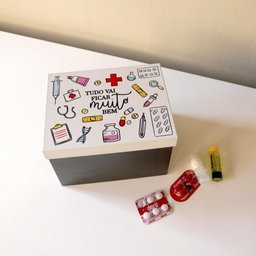 CAIXA MEDICAMENTOS PRIMEIROS SOCORROS DECORATIVA EM AÇO FARMACIA EM CASA MALETA MULTIUSO QUARTO - 2