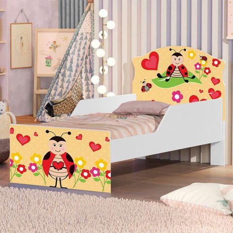 Cama Infantil Menina Joaninha com Colchão