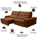Ver imagem 3 de Sofá Retrátil Reclinável para Sala 4 Lugares 290cm Nebrasca F04 Veludo Terracota - Lyam Decor