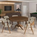 Ver mais imagens de Conjunto Mesa de Jogos Bellagio e 6 Cadeiras Madeira Poker Base Estrela Linho Offwhite/nogueira