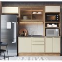 Ver imagem 1 de Cozinha Modulada 4 Peças 7 Portas 3 Gavetas com Divisor de Talheres 1 Nicho para Forno Viena Bege/Lo