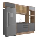 Ver imagem 3 de Cozinha Modulada 4 Peças 7 Portas 3 Gavetas com Divisor de Talheres 1 Nicho para Forno Viena Cinza