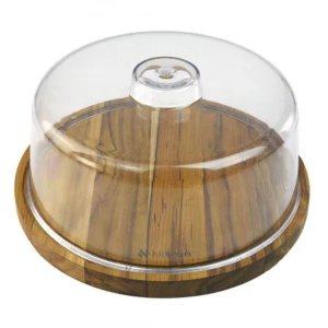 Boleira Teca Acrílico Tampa Alça Madeira Teca Durável Higiênica Versátil Sobremesas Bolos Tortas que