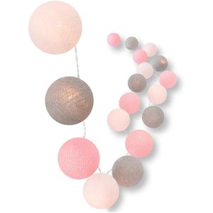 Bolinhas de Luz Cormilu Led, À Pilha, 20 Bolas, 2.8m, (rosa e Cinza)