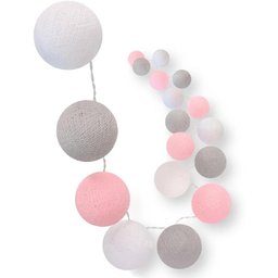 Bolinhas de Luz Cormilu Led, À Pilha, 20 Bolas, 2.8m, (rosa e Cinza) - 2