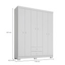 Ver imagem 2 de Kit Guarda Roupa Infantil 6 Portas com Cômoda 5 Gavetas Aquarela Branco Flex Quarto Infantil