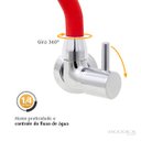 Ver imagem 3 de Torneira de Cozinha Gourmet Vermelha Parede Bica Móvel com Arejador Articulado 1/4 de Volta