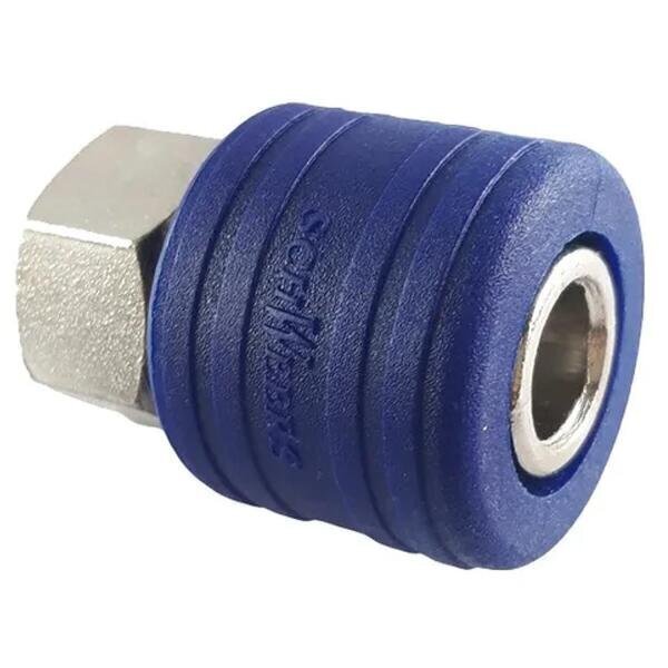 Kit 5 Engate Rapido Com Capa De Nylon Azul Femea 1/4 - 1