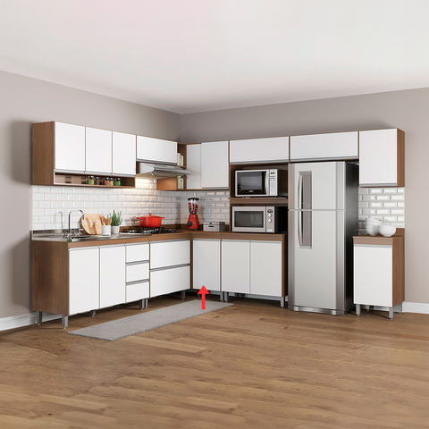 Balcão Canto Reto 1 Porta Cozinha Modulada Serena Mdp 0459