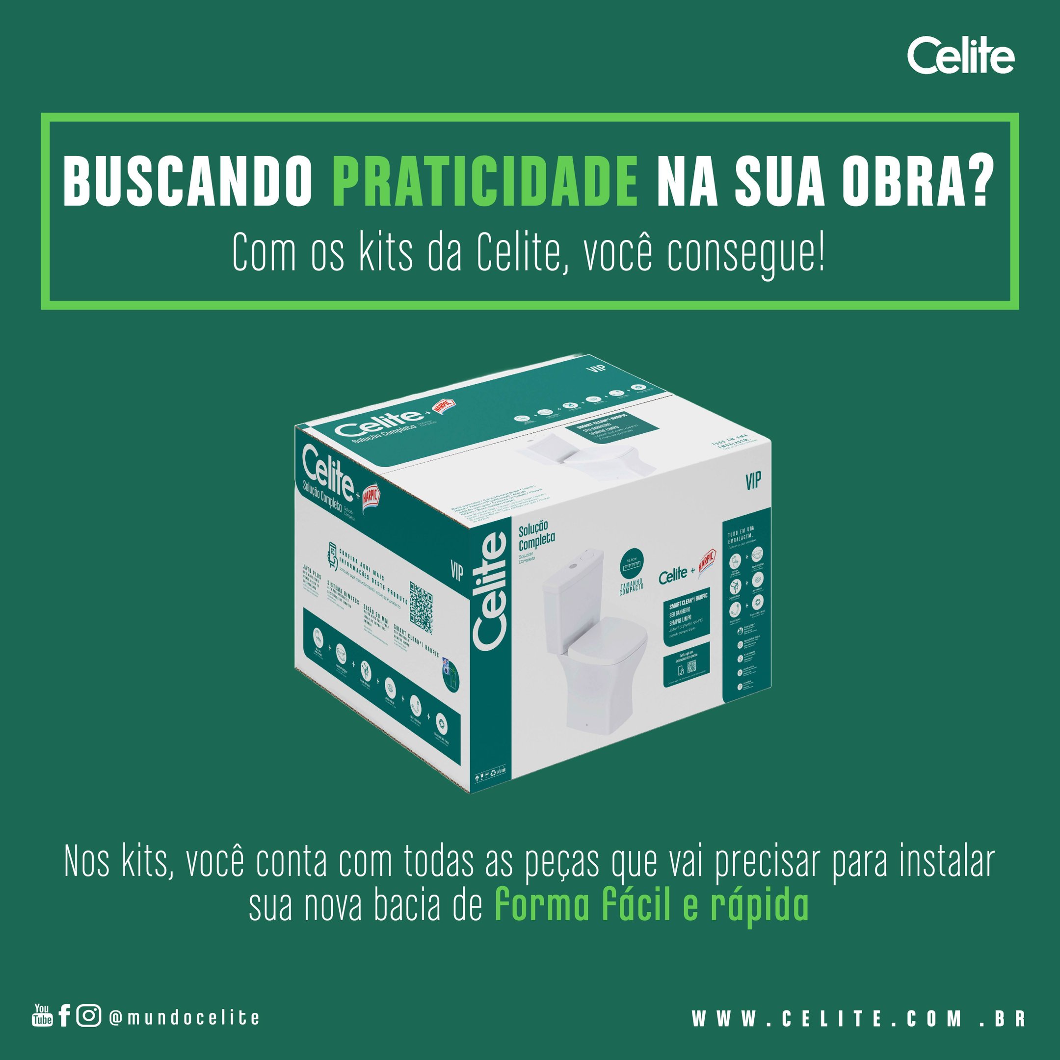 Kit Vaso Sanitário com Caixa Acoplada Smart Clean® Harpic e Assento Soft Close City Celite - 3