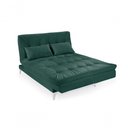 Ver imagem 5 de Sofá Cama Versátil 3 Lugares Império Reclinável Pés de Alumínio Espuma D33 Suede Verde 403